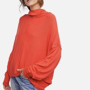 Free People We The Free Alameda Pullover Cherry Red Ribbed Dolman Top Medium
